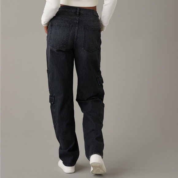 NWOT AE Super High-Waisted Baggy Sraight Cargo Jean - Picture 4 of 4